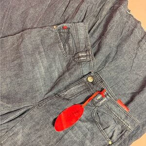 Blue Denim skirt with Red Accents fire by rocawear